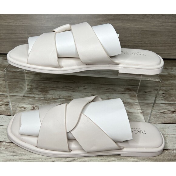 Rachel Zoe Women Sandals 7M Pale Pink/White Open Toe Slip On Block Heel - Picture 2 of 14